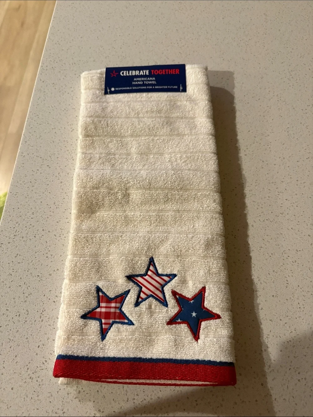 Celebrate Together Americana Cream Cotton Kitchen Towel with Stars